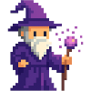 Pixel wizard dans le scintillement violet
