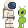 Pixel Astronaut meets Alien