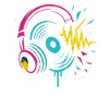 Casque néon, vinyle, son techno rave