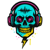 Neon Skull Headphones, Dark Rave Beats