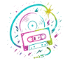 Retro Mixtape Vinyl, Neon Rave Beats