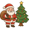 Weihnachtsmann mit Tannenbaum Illustration