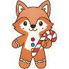 Cute Gingerbread Fox with Candy Cane