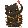 Black Cat Christmas Fairy Lights Funny