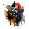 Rock Grunge Music Art – Guitar & Boombox