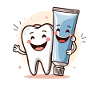 Smiling tooth with toothpaste