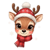 Cerf d’hiver avec écharpe rouge