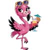 Flamingo with sunglasses and cocktail tropical