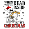 Skeleton sings Christmas in Santa hat