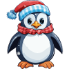 Penguin with winter hat and scarf