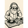 Santa Claus DJ on turntables