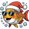 Christmas fish with sunglasses