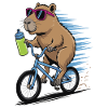 Beaver on bicycle with sunglasses