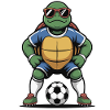 Turtle in soccer outfit