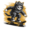 Skate cat in hoodie with sunglasses