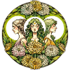 Verdant Trio in Chrysanthemum Halo