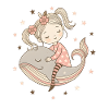 Dreamy girl rides on whale