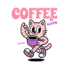 Pink Cat Coffee Lover COFFEE & CATS