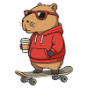 Capybara Sunglasses Skater Rodent Skateboard