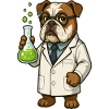 Bulldog Scientist Holding Flask Chemistry Cartoon