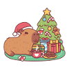 Cute Capybara Chilling Near Christmas Tree