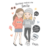 Stylish girlfriends illustration pastel look
