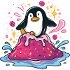 Penguin on pink jam wave