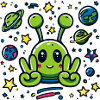 Little Alien Peace Sign Space