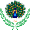 Peacock in Green Laurel Wreath