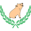 Pig in Green Laurel Wreath