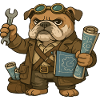 Engineer Bulldog with Wrench and Blueprints
