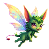 Dragon Vert aux ailes arc-en-ciel
