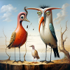 Desert birds in sunset