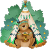 bear in front of his teepee