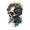 Blumen-Schädel- und Steampunk-Maschine