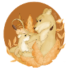 Löwin und Löwenjunges