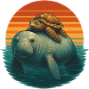 Manatee Turtle Ocean Friends