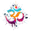 Om Splash Art – Simbolo Spirituale Colorato