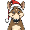 Christmas Wolf with Santa Claus Hat