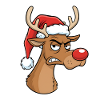 Grim Reindeer with Santa Hat Cartoon