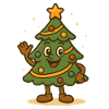 Lustiges Weihnachtsbaum-Cartoon-Winking-Design