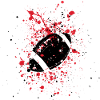 Rugby ball on red splashes