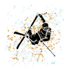 Freestyle ski sparkles gold and blue