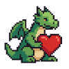Pixeldrache mit Herz