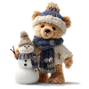 Teddy bear builds a snowman