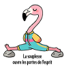 Flamingo yoga in the splits