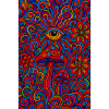Psychedelic eye and mushrooms
