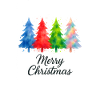 Regenbogen-Aquarell-Weihnachtsbäume