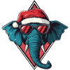 Elephant Santa with sunglasses