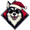 Husky with sunglasses Santa